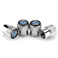 Ковпачки на ніпель для Субару Alitek Rif Metal Silver Subaru (напис), 4 шт.