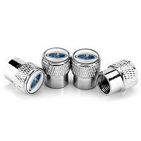 Ковпачки на ніпель для Лада, Жирулі, ВАЗ Alitek Rif Metal Silver (Logo Blue/White fon), 4 шт.
