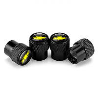 Ковпачки на ніпель із лого Chevrolet Alitek Rif Metal Black Шевроле, 4 шт.