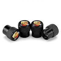 Ковпачки на ніпель із лого Porsche Alitek Rif Metal Black Порше, 4 шт.