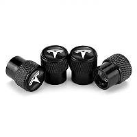 Ковпачки на ніпель із лого Tesla Alitek Rif Metal Black Тесла, 4 шт.