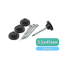 Кріпильні цвяхи для дренажної мембрани 3,5 х 45 мм, 100 шт, з пластиковою шляпкою, для гідроізоляції - монтаж фундаменту
