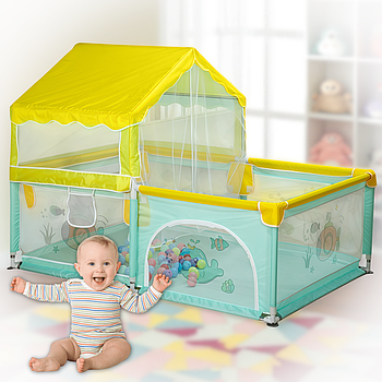 Дитячий ігровий манеж 120х180 см з навісом та москітною сіткою