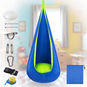 Підвісне крісло-груша 150x70 см з LED-підсвічуванням Синій