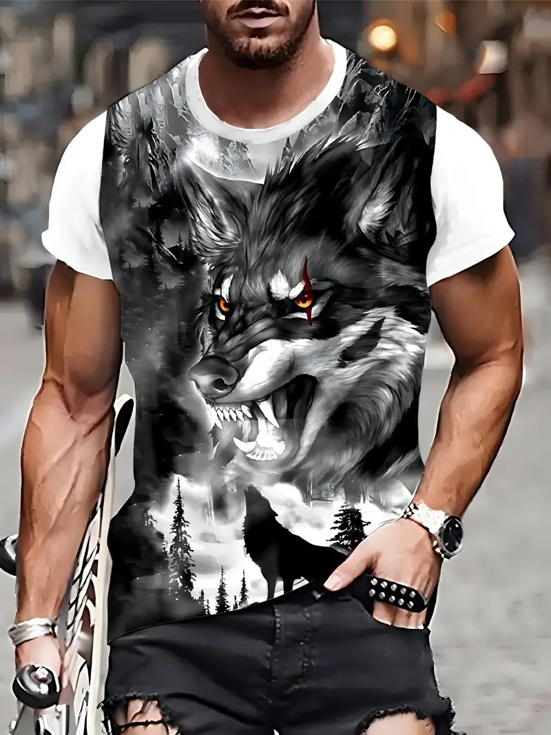 Футболка чоловіча термо-дихаюча 3D-принт Вовк зі шрамом XL (54 UA) LuxAurum394, фото 1