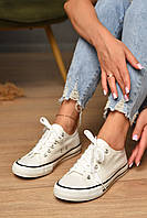 Кеди жіночі текстильні білого кольору на шнурівці 178903M