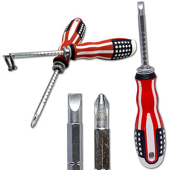 Викрутка двостороння з фіксатором довжини та зручною прогумованою ручкою