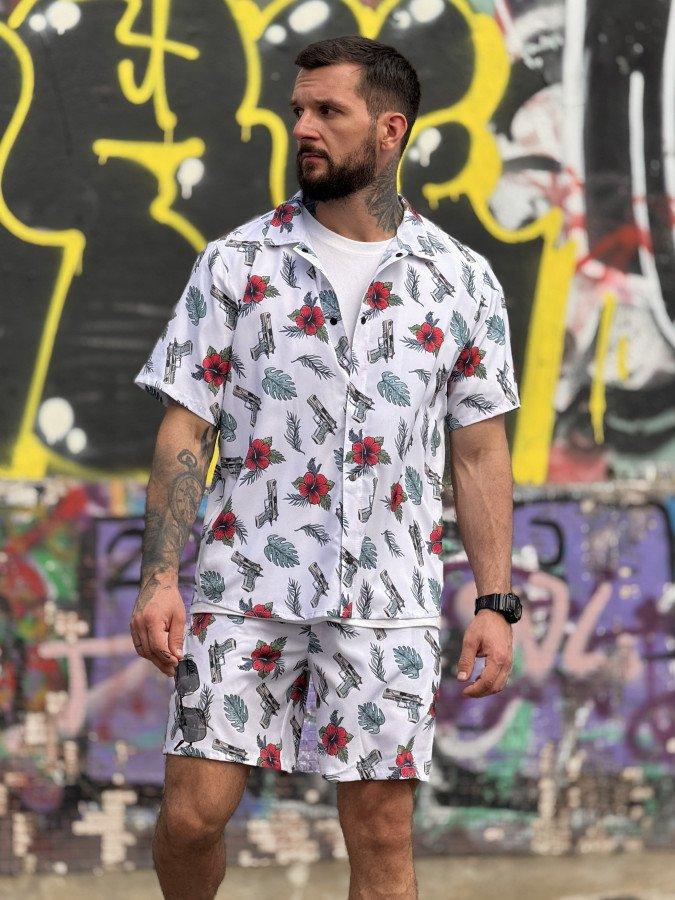 Літній мілітарі комплект Oblivion Guns: чоловіча сорочка та шорти (матеріал софт, 100% поліестер)