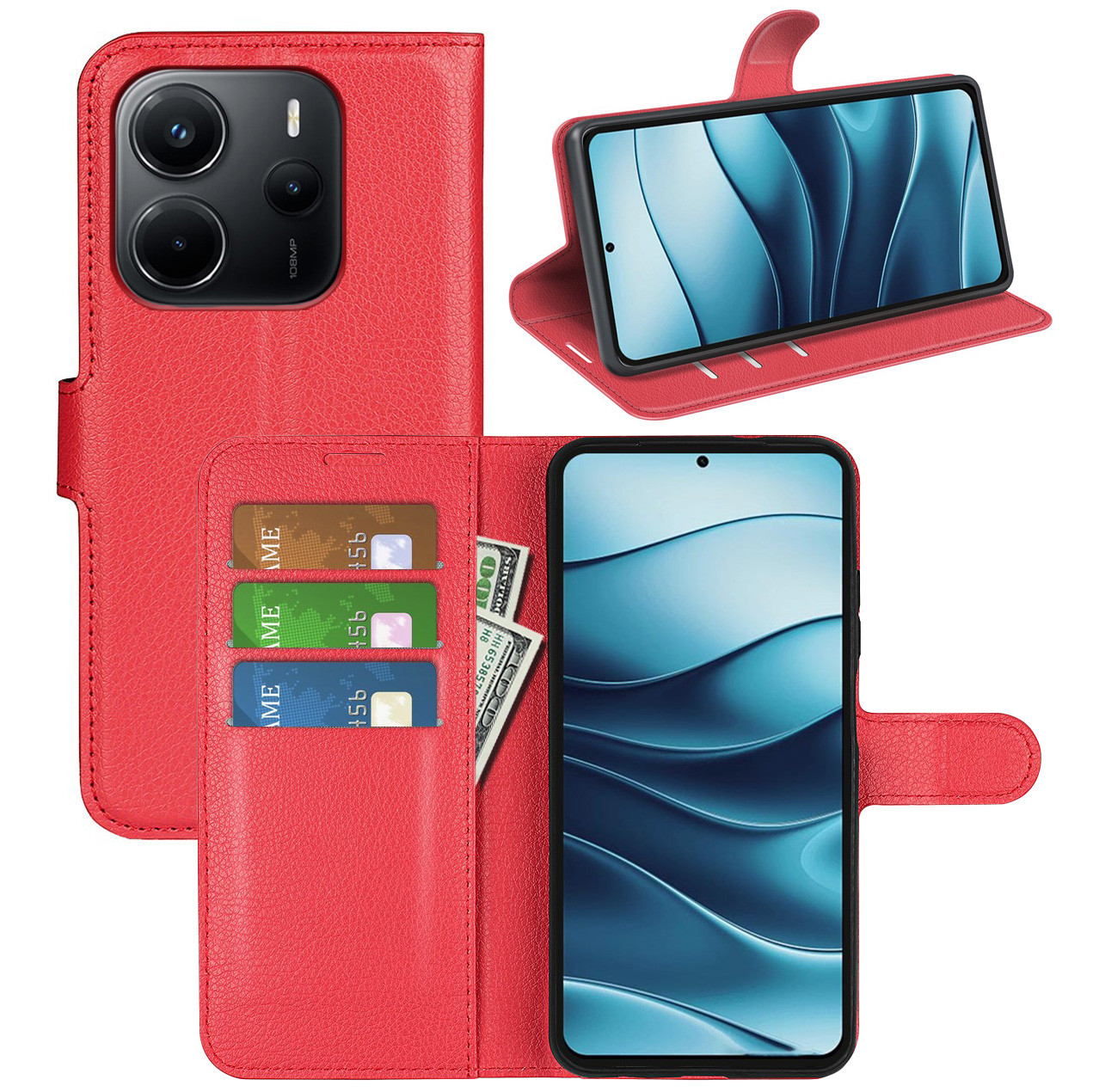 Чохол-книжка Litchie Wallet для Xiaomi Redmi Note 14 4G EU (164.84/78.15/8.16mm) Red, фото 1