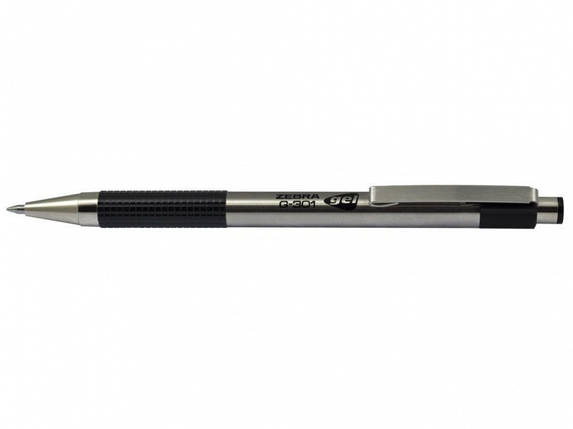 Ручка гелева Zebra G-301 чорний РГ металева авт.Gel Ink, фото 2