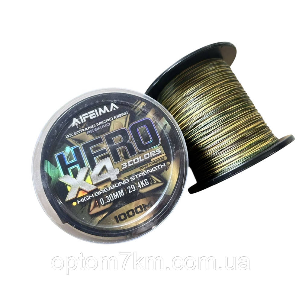 Шнур рибальський Hero X4 3 color 1000m 0.16-0.35mm, фото 1