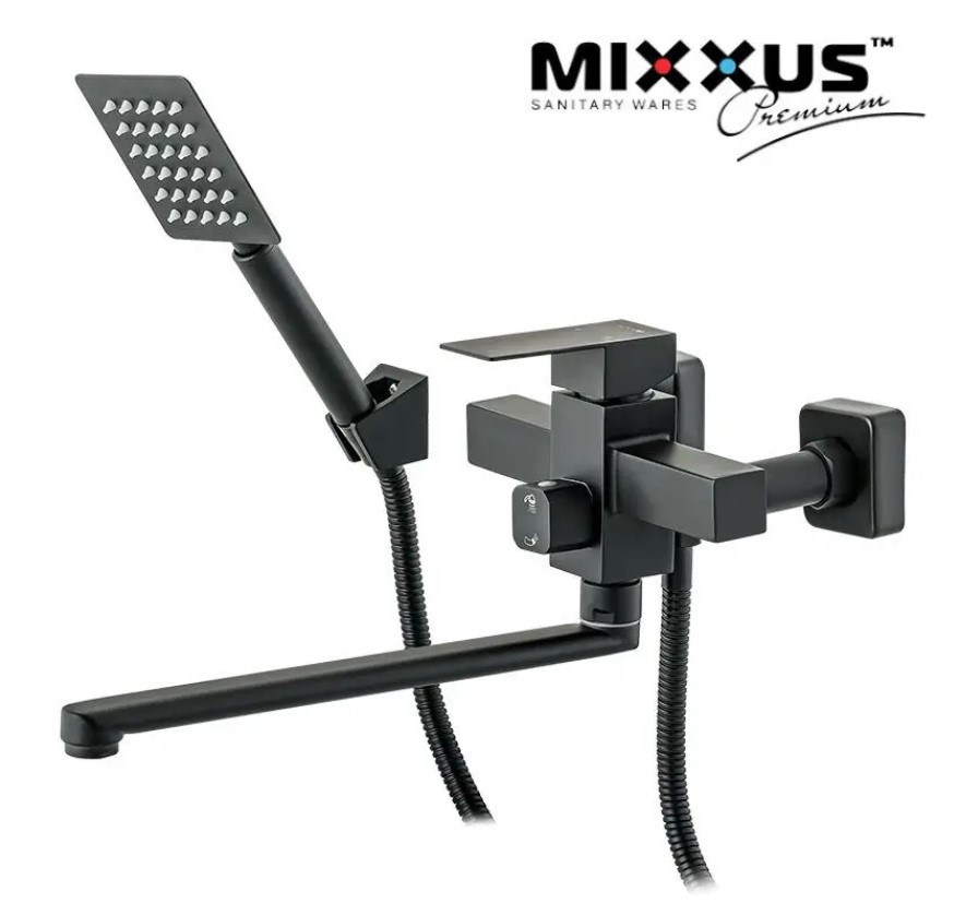 Змішувач для ванної Німеччіна MIX Kub 006 Euro Black з нержавіючої сталі, фото 1