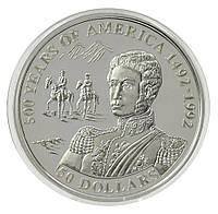 Острови Кука 50 доларів 1993 Срібло Proof 500 років Відкриттю Америки Хосе де Сан-Мартін