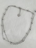 Срібний браслет подвійний на ногу