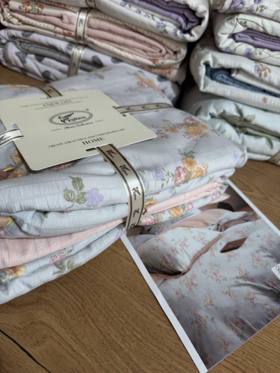 Постільна білизна муслін-жатка євро комплект постільної білизни/Жате постільна білизна, фото 1