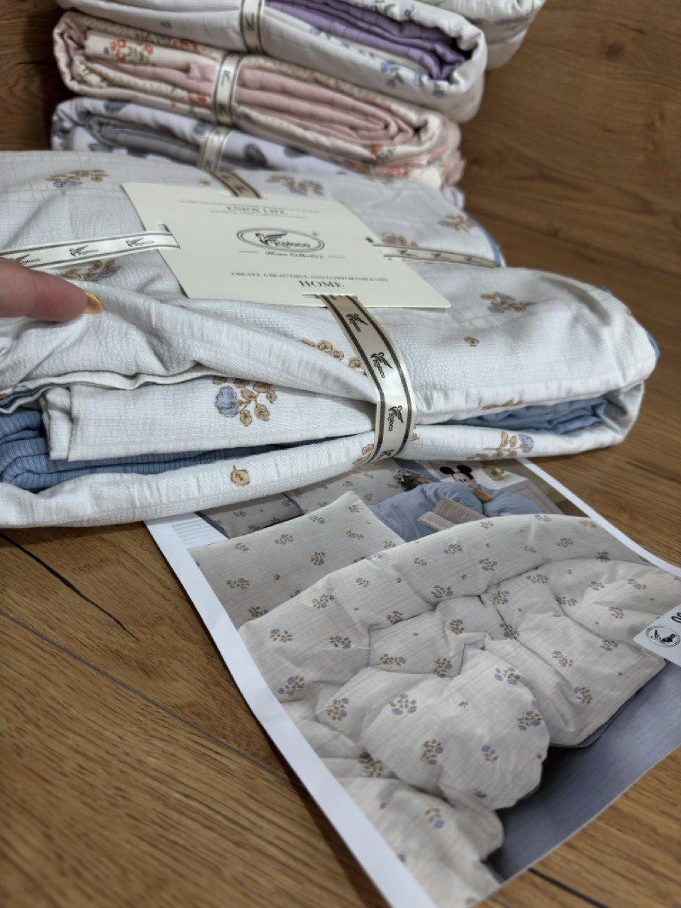 Постільна білизна муслін-жатка євро комплект постільної білизни/Жате постільна білизна, фото 1