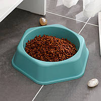 Миска для кота та собаки пластикова, 17x5см, Бірюзова (Для води та корму)