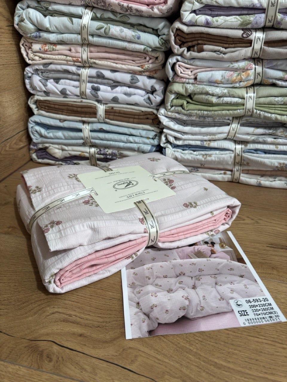 Постільна білизна муслін-жатка євро комплект постільної білизни/Жате постільна білизна, фото 1