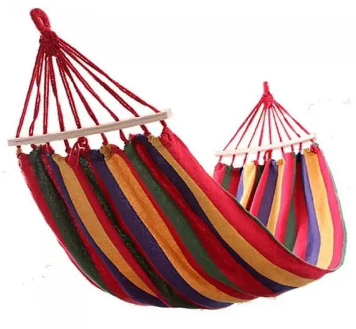 Підвісний гамак-лежак з дерев’яною планкою, у мексиканському стилі, 80×200 см, помаранчевий, фото 1