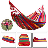 Зручний тканинний гамак 80×200 см з планкою, у мексиканському стилі, помаранчевий