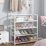 Металева вішалка з полицями та гачками для одягу й взуття Білий, фото 10