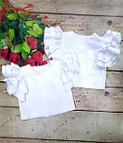 Шкільна блуза з коротким рукавом для дівчинки Біла 116-128 р. Стильна шкільна блуза з крильцями, фото 2