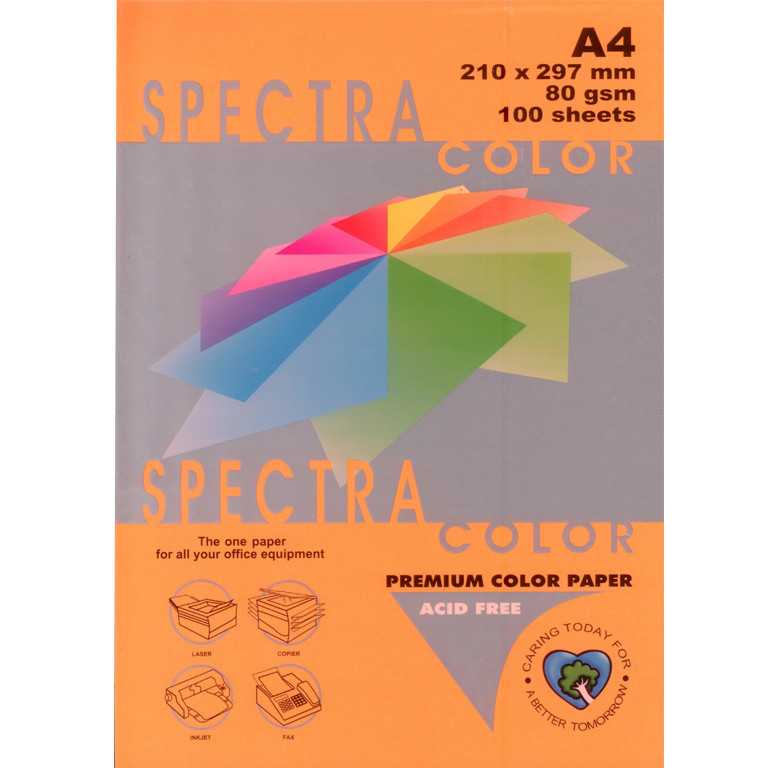 Папір флуоресцентних тонів Spectra_Color 371 помаранчевий А4 80гр 100л "Spectra_Color" неон