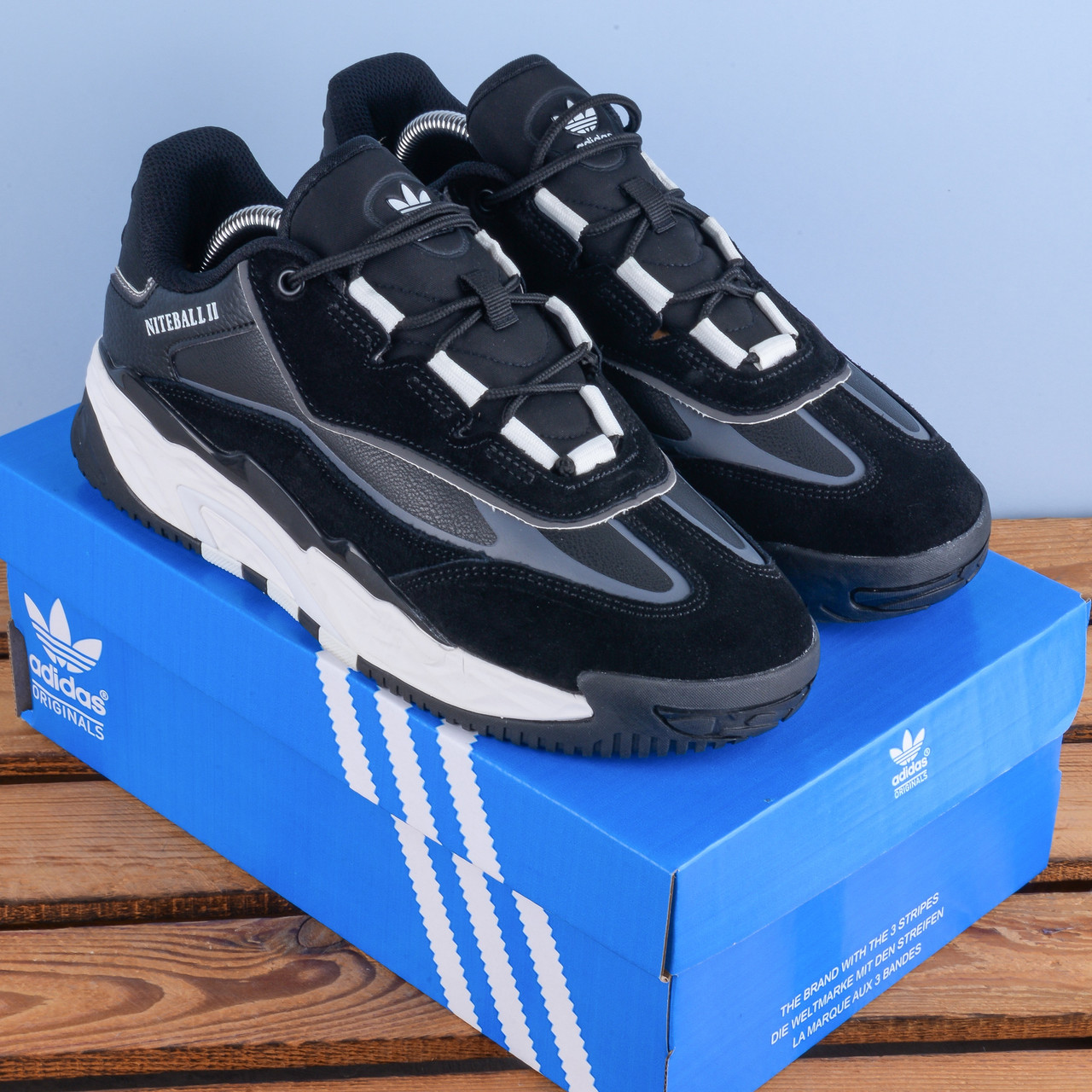 АКЦІЯ Кросівки кеди Adidas Niteball чорні з білим, фото 1