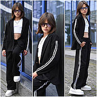 Подростковый детский спортивный костюм для девочки . Брючный костюм на девочку . Широкие штаны и пиджак 9-13л
