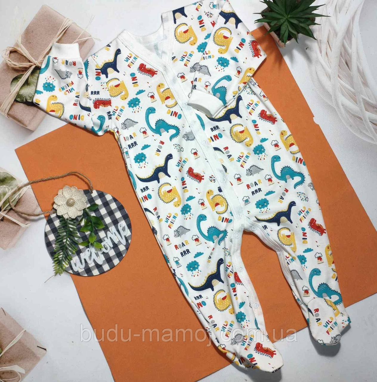 Чоловічок сліп ромпер для малюків 74 розмір динозаврики