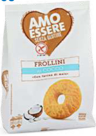 Безглютенове печево Frollini al cocco Dolciando Amo Essere 250гр