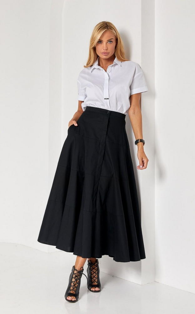 Спідниця жіноча максі чорна з високою посадкою MKSN2364-01, фото 1