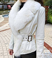 Вишукана шкіряна куртка з хутром лисиці OSSA (Туреччина)