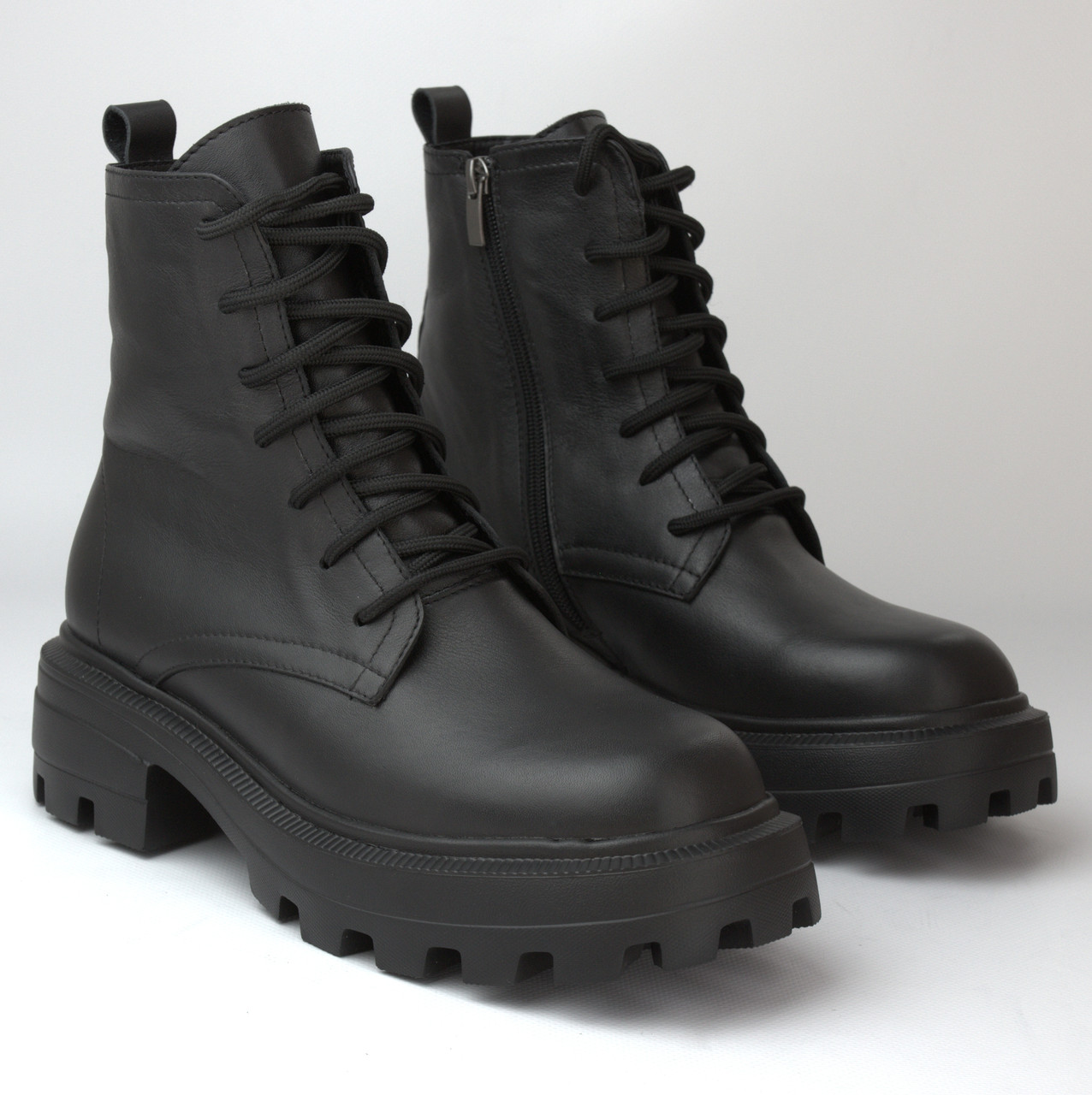 Черевики шкіряні на легкій EVA платформі з протектором зимове жіноче взуття із застібкою та квадратним носком COSMO Kate Steplight, фото 1