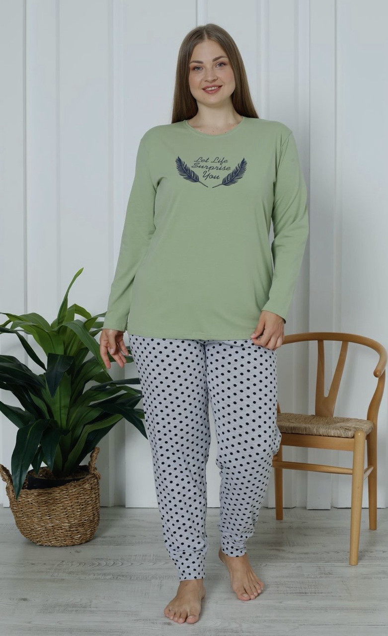 Комплект молодіжних великих розмірів із довгими штанами та кофточкою. Nicoletta 30070, фото 1