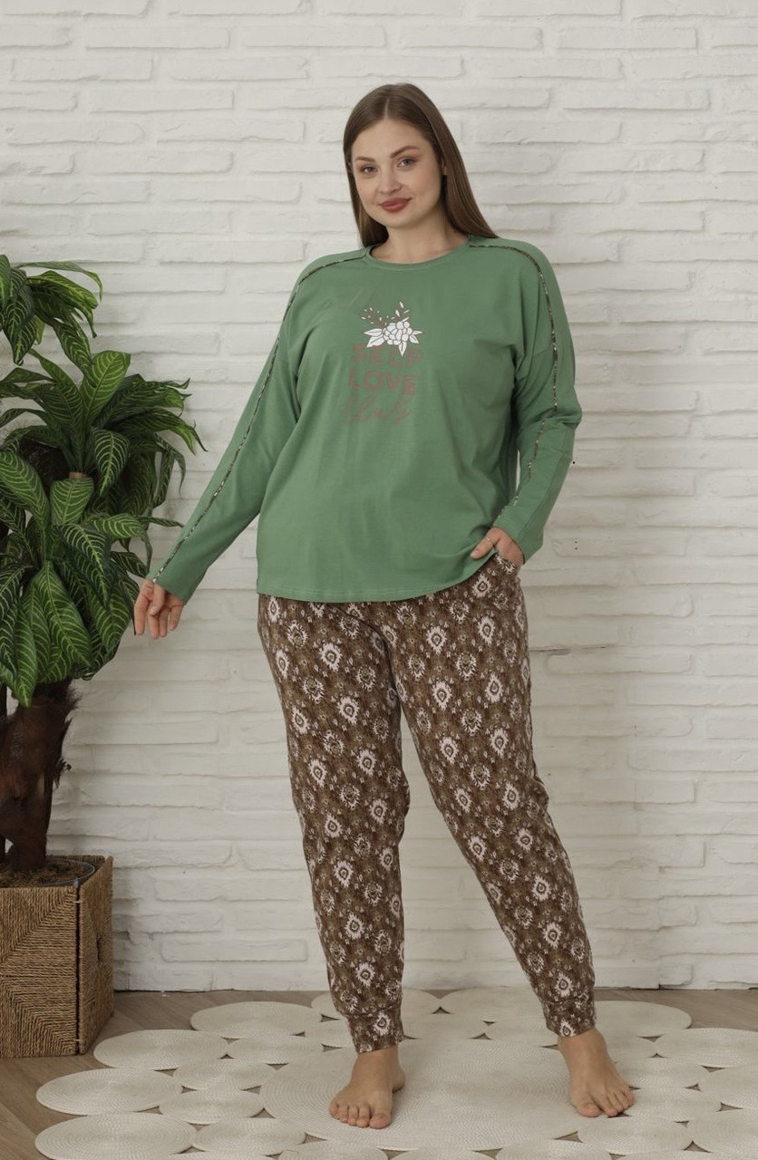 Комплект молодіжних великих розмірів із довгими штанами та кофточкою. Nicoletta 30100, фото 1