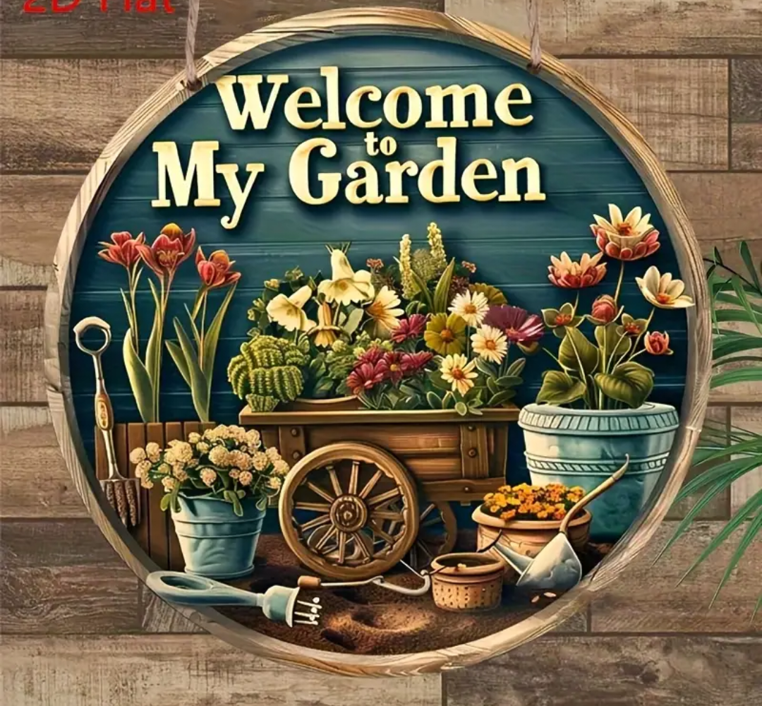 Табличка / постер  ( дерево) "Ласкаво Просимо до мого саду " /Welcome to My Garden декор, фото 1