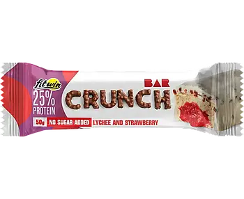 Батончик FitWin Crunch Bar ЛІЧІ ПОЛУНИЦЯ  БЕЗ ЦУКРУ 50 г 25%