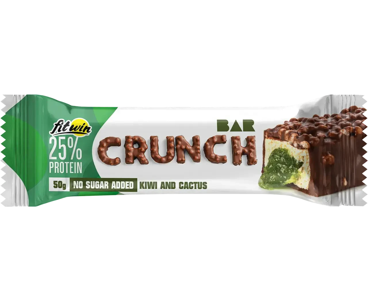 Батончик FitWin Crunch Bar КІВІ КАКТУС БЕЗ ЦУКРУ 50 г 25%, фото 1