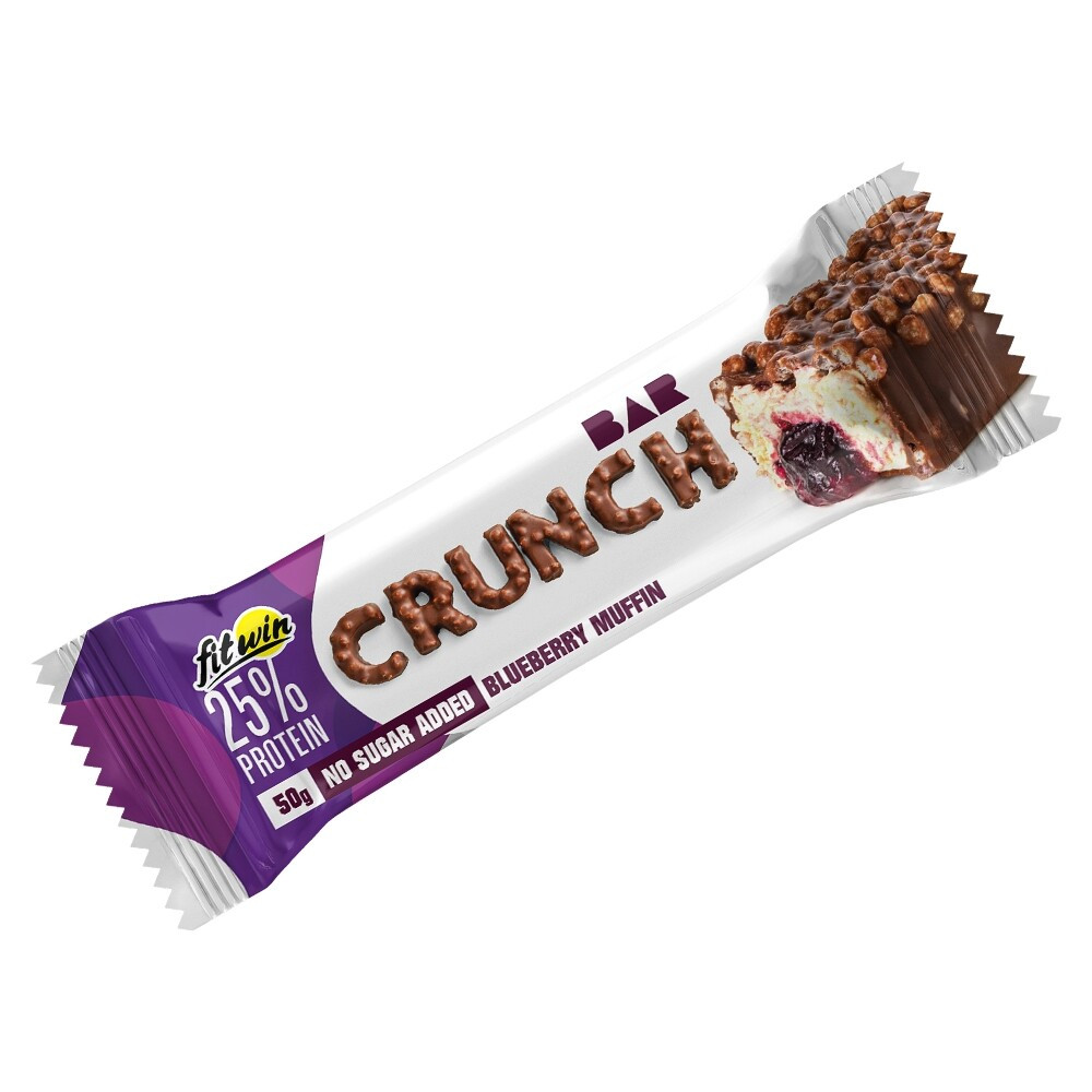 Батончик Crunch FitWin Bar ЧОРНИЧНИЙ МАФІН БЕЗ ЦУКРУ 50 г 25%, фото 1