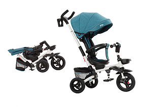 Велосипед дитячий триколісний складаний з поворотним сидінням з батьківською ручкою Flip Tilly зелений