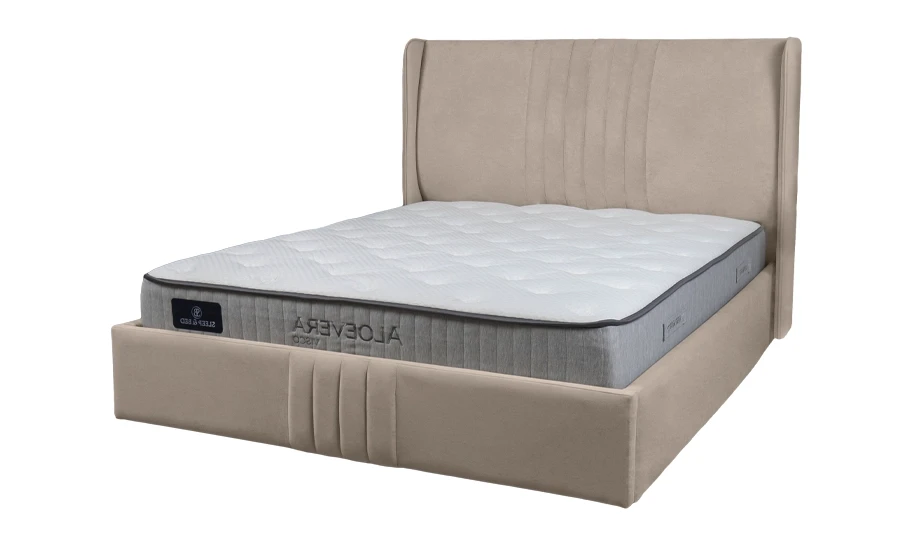 Двоспальне ліжко Лагуна темний беж 160x200 з підйомним механізмом, фото 1