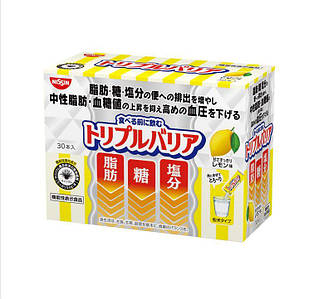 NISSIN Foods Triple Barrier Напій з лушпиння насіння подорожника, лимонний смак, 30 стиків до 01/2027