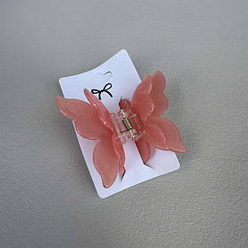 Крабик для волосся "Метелик" 8х6 см подвійний 39154 кораловий