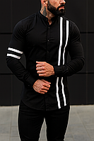 Однотонная мужская рубашка S,M,L,XL,XXL с длинным рукавом делового стиля