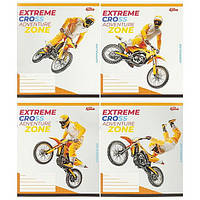 Зошит шкільний 24 аркуші клітка, серія "Мотокрос", білизна 100%