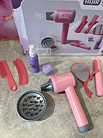 Набір аксесуарів LD-337B набір перукаря, фен-повітря, плойка, гребінці, дзеркало, на батарейках, в коробці, 39-25,5-6,5см, фото 7