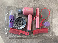 Набір аксесуарів LD-337B набір перукаря, фен-повітря, плойка, гребінці, дзеркало, на батарейках, в коробці, 39-25,5-6,5см, фото 2