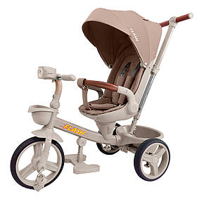 Велосипед дитячий триколісний з батьківською ручкою для дітей від 1,5 до 4 років Flash Tilly Dark Beige