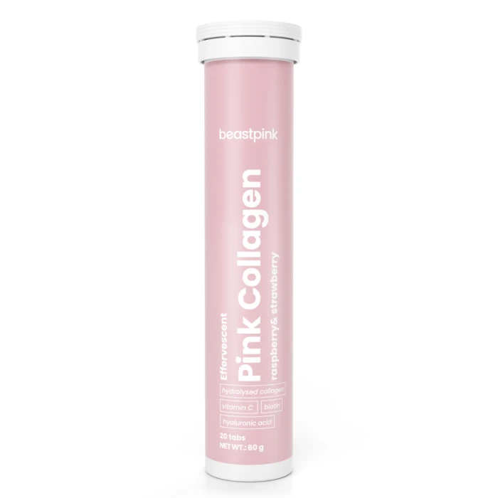 Колаген Pink Collagen у формі шипучих таблеток - BeastPink, Смак полуниця-малина, 20 таб, фото 1